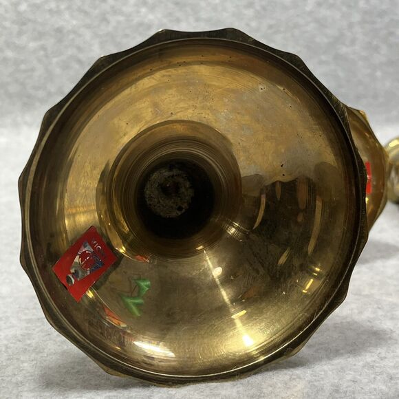 Vtg Solid Brass Spiral Swirl Twist Candlestick Holders Set of 3 Made In India - Picture 10 of 16